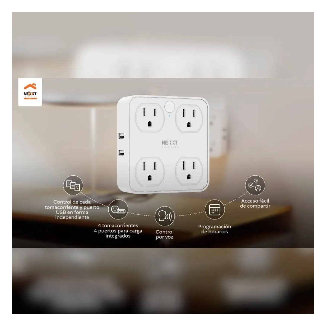 ENCHUFE SMART 4 TOMAS 2 USB-A Y 2 USB-C NEXXT SM7