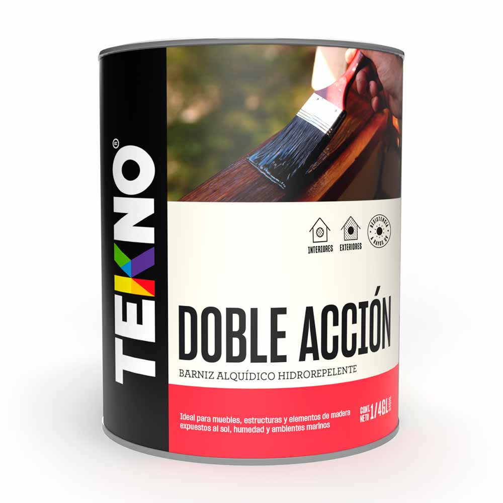 BARNIZ BRILLANTE DOBLE ACCION 1/4 GALON TRANSPARENTE TEKNO
