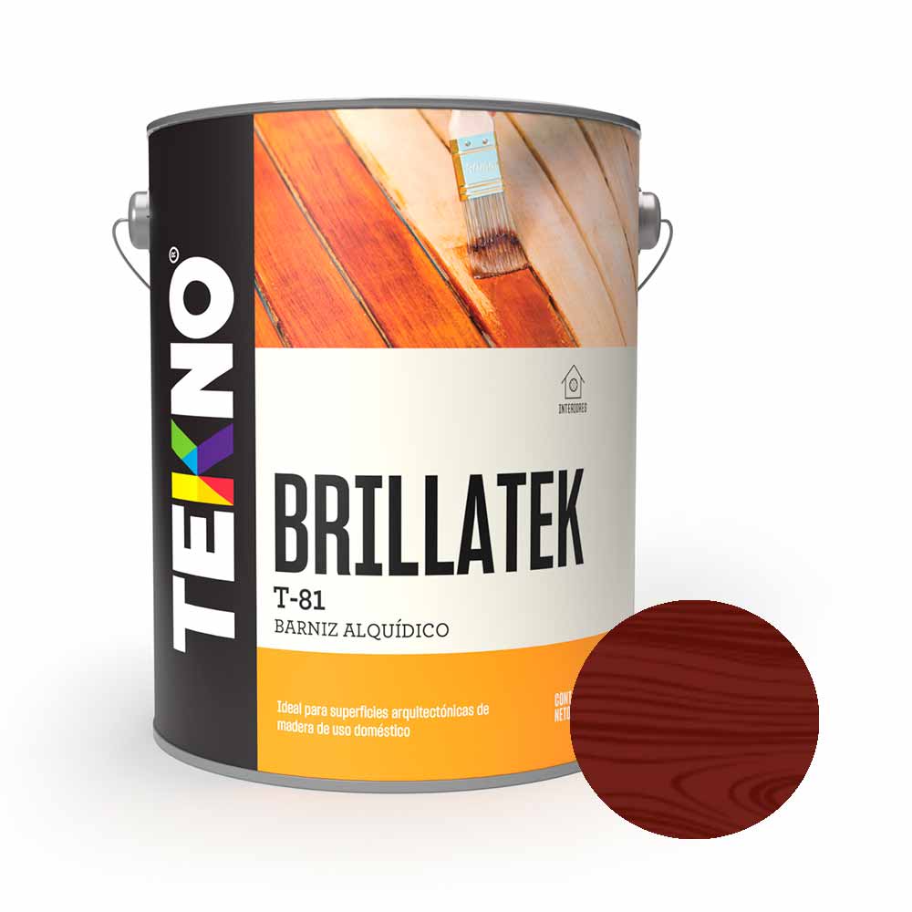 BARNIZ BRILLANTE T81 CAOBA 1 GALON: PROTECCION Y BRILLO PARA TUS PISOS Y MUEBLES TEKNO