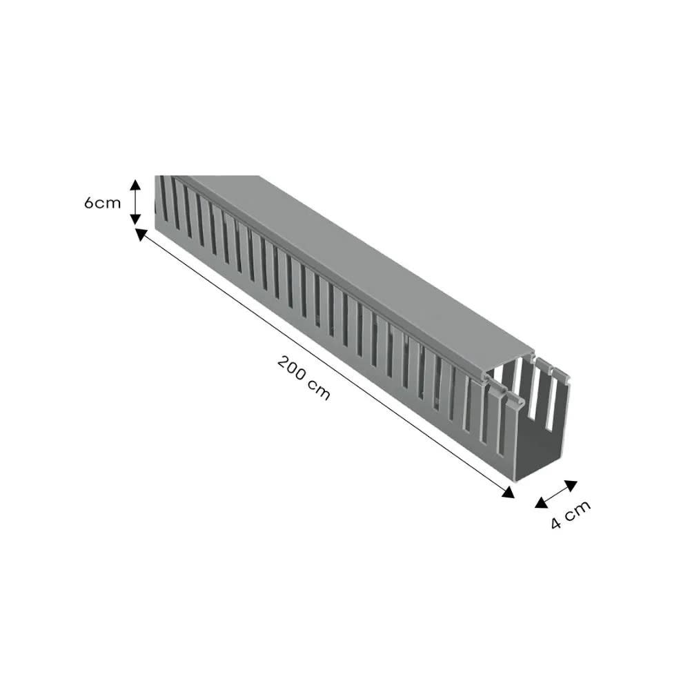 CANALETA PVC RANURADA 40X60MM GRIS MODELO RANURADA MUTLUSAN2