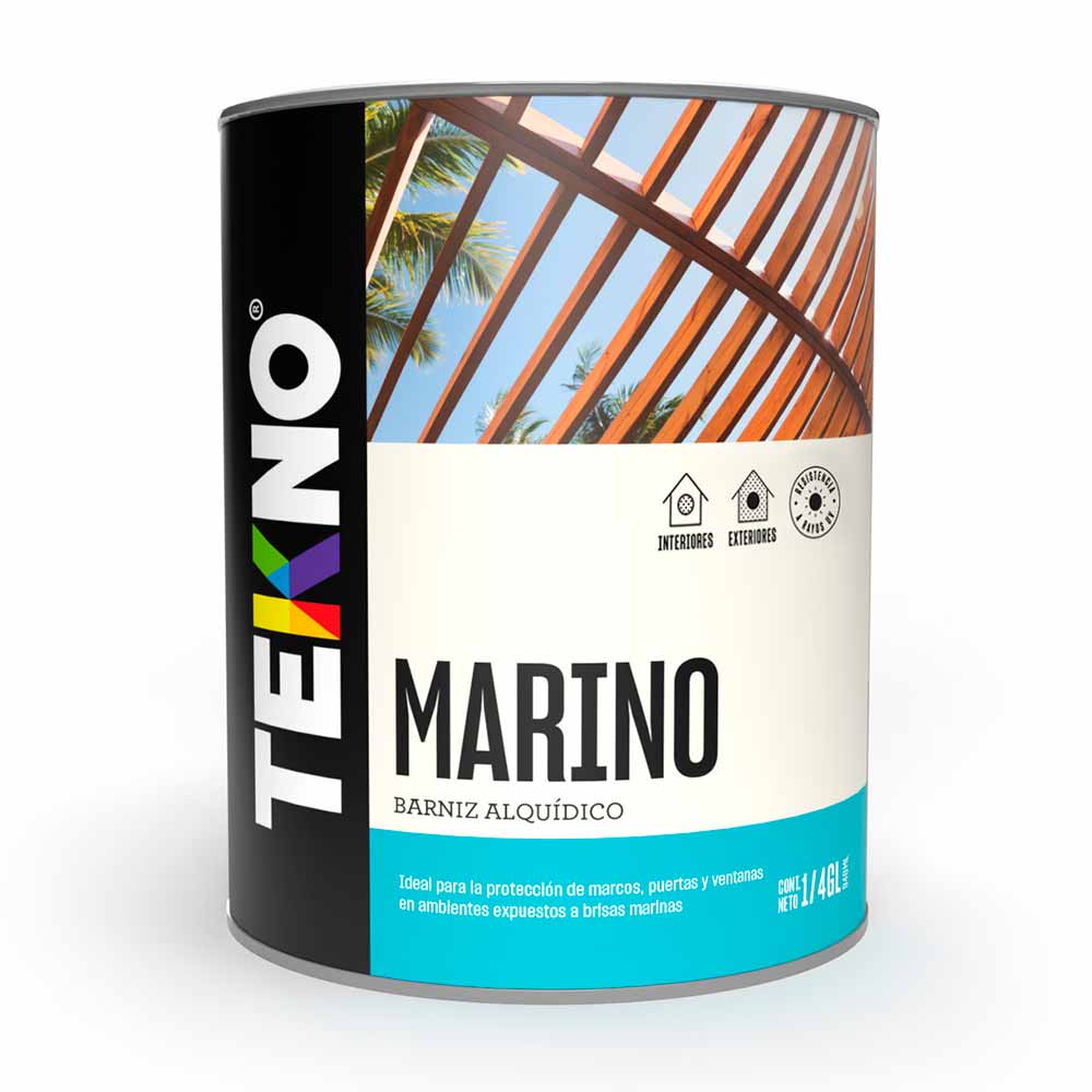 BARNIZ MARINO BRILLANTE 1/4 GALON PROTECCION RESISTENTE PARA MADERA TEKNO