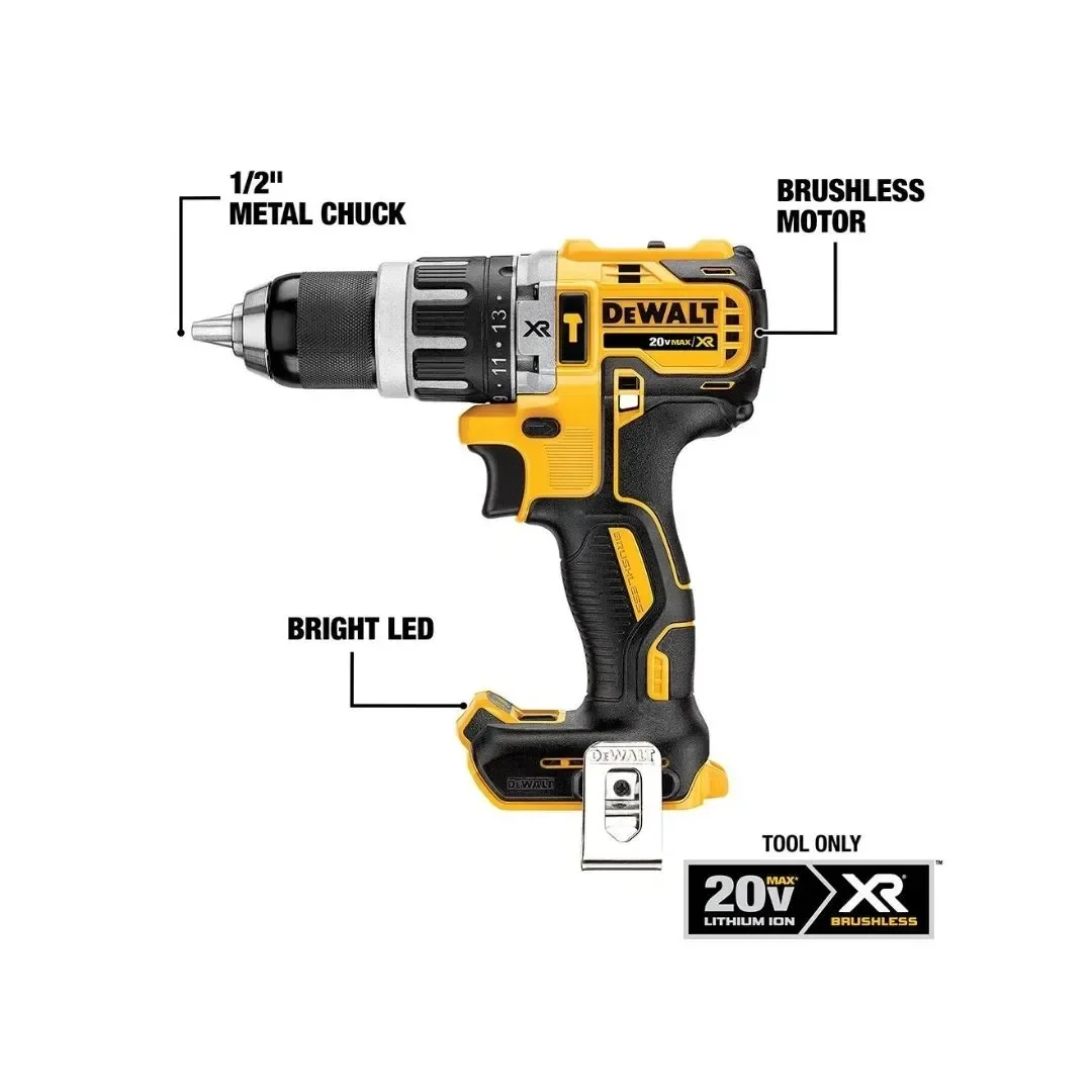 TALADRO PERCUTOR INALAMBRICO DCD796B-K3 1/2 20V XR 70NM + BATERIA 20V 2AH + CARGADOR DEWALT7