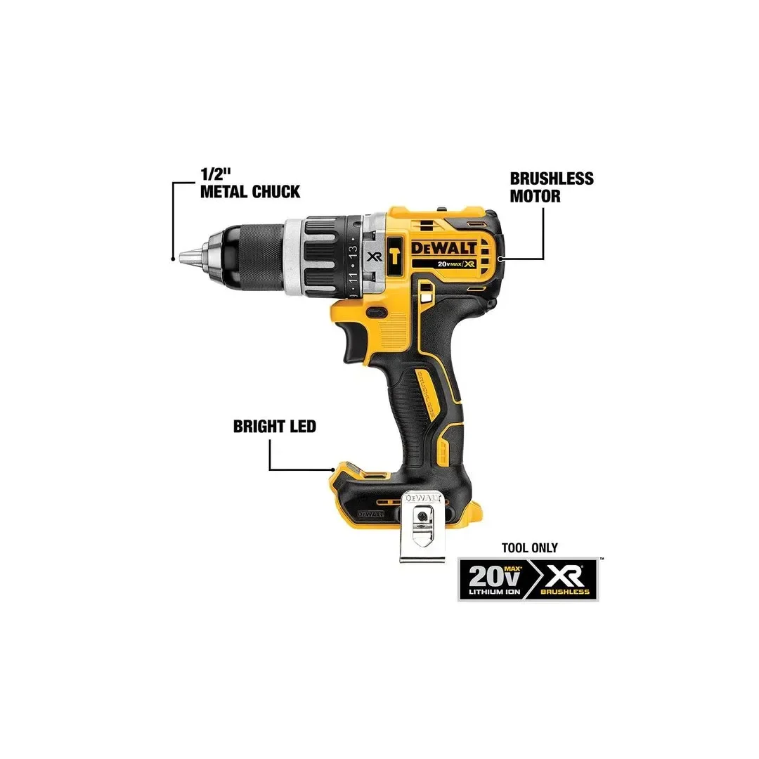 TALADRO PERCUTOR INALAMBRICO DCD796B-K3 1/2 20V XR 70NM + BATERIA 20V 2AH + CARGADOR DEWALT15