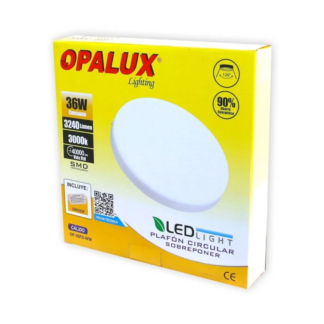 PLAFON LED REDONDO 36W LUZ CALIDA BL OPALUX2