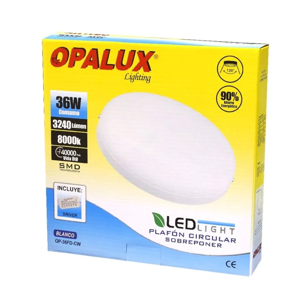 PLAFÓN LED REDONDO 36W LUZ FRIA BLANCO OPALUX1