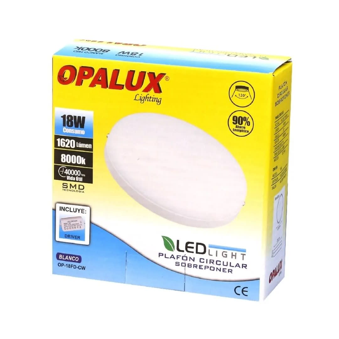 PLAFÓN LED REDONDO 18W LUZ FRIA BLANCO OPALUX1