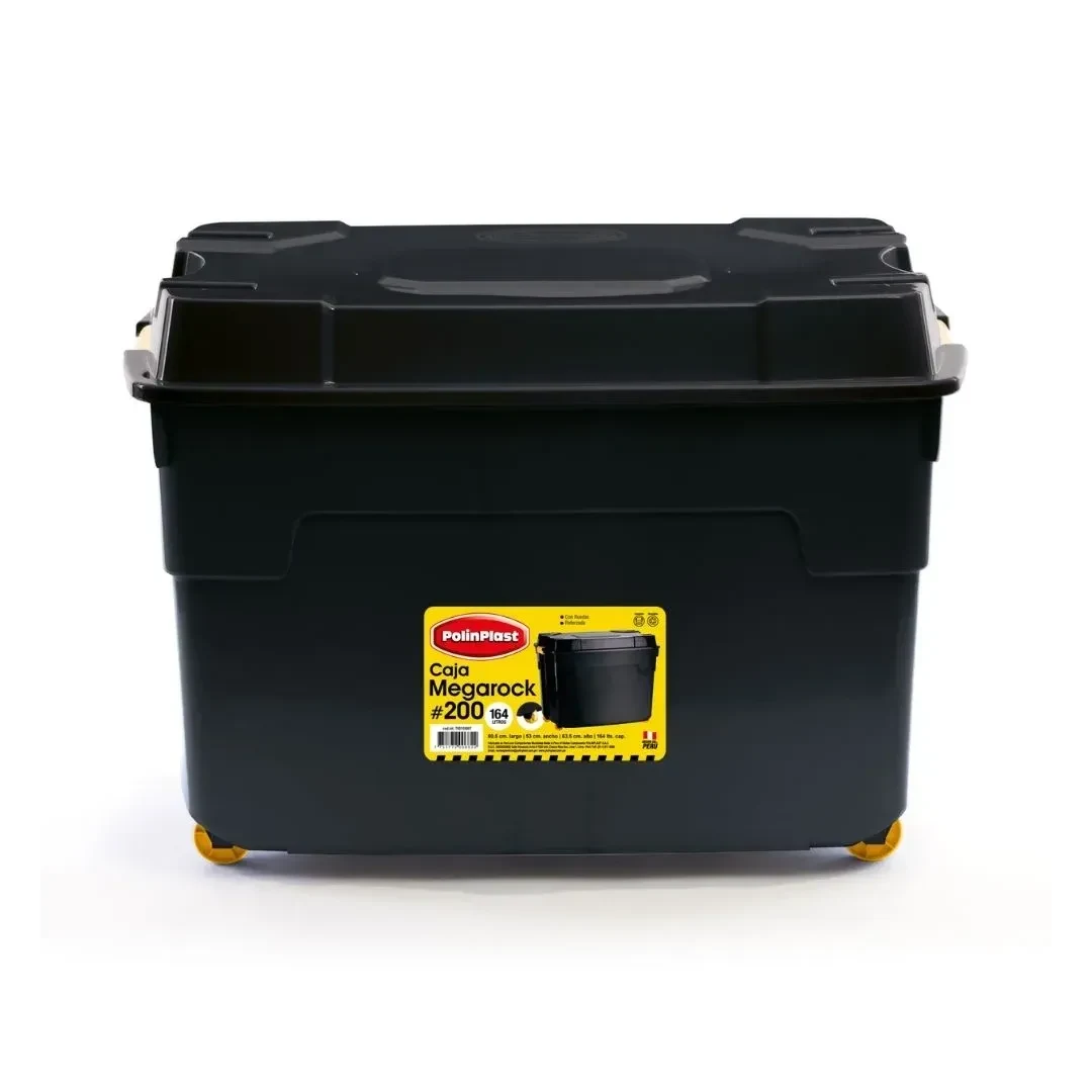 CAJA HERMETICA MEGAROCK #200 NEGRO CON GANCHOS Y RUEDAS POLINPLAST4