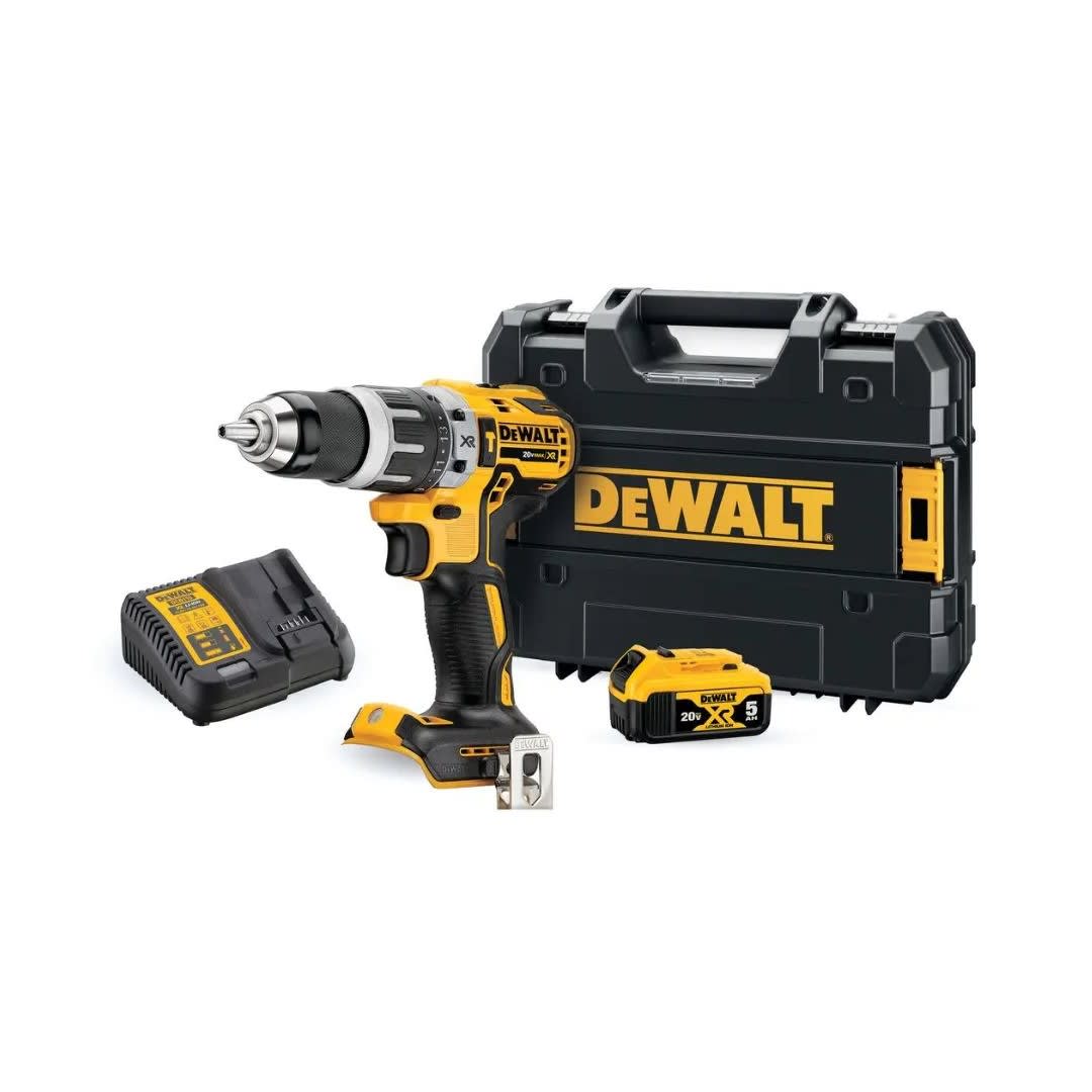 TALADRO PERCUTOR INALAMBRICO 1/2'' 20V XR + BATERIA 5AH 20V + CARGADOR + 02 BROCAS DE METAL DEWALT3