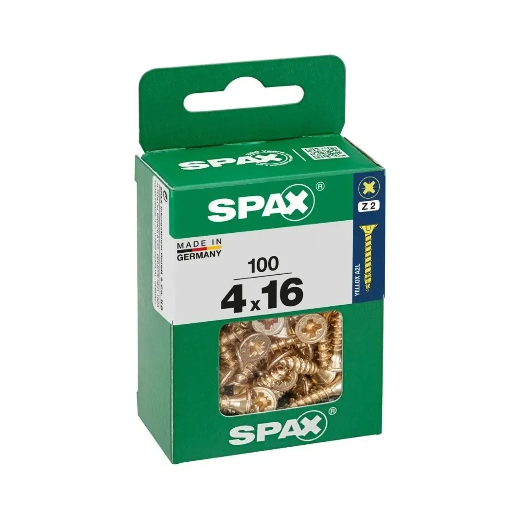 TORNILLO CABEZA PLANA BICRO 4X16 M - 100 UNIDADES SPAX