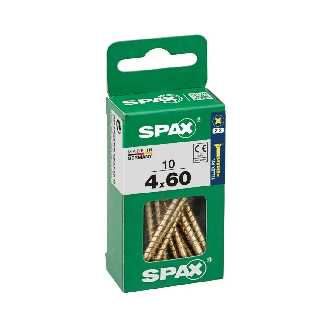 TORNILLO CABEZA PLANA BICRO 4X60 S - 10 UNIDADES SPAX