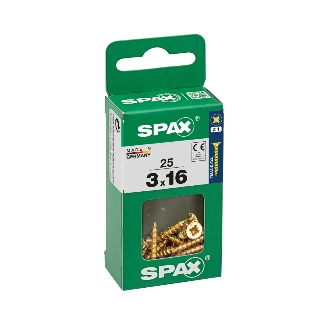 TORNILLO CABEZA PLANA BICRO 3X16 S - 25 UNIDADES SPAX1