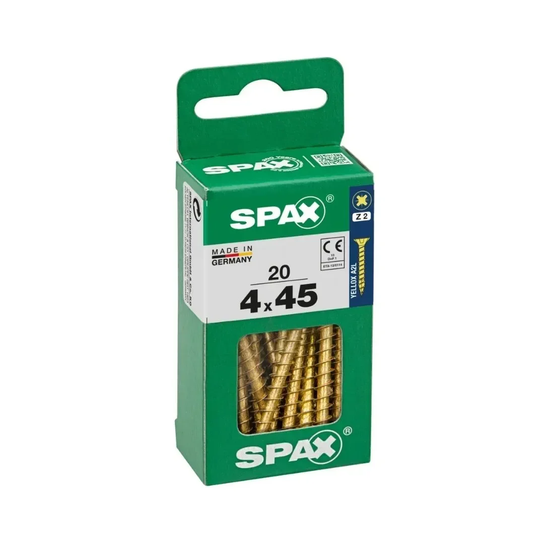 TORNILLO CABEZA PLANA BICRO 4X45 S - 20 UNIDADES SPAX