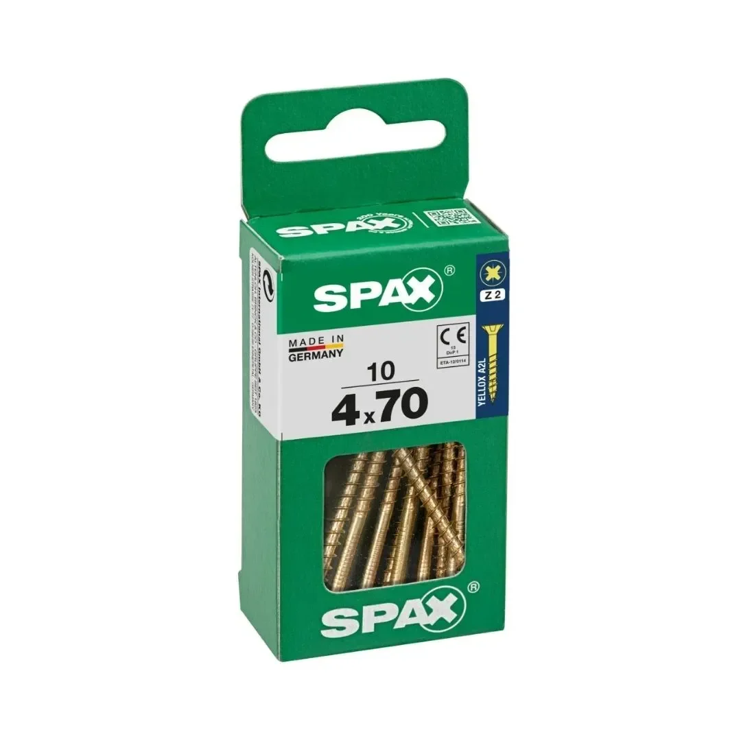 TORNILLO CABEZA PLANA BICRO 4X70 S - 10 UNIDADES SPAX