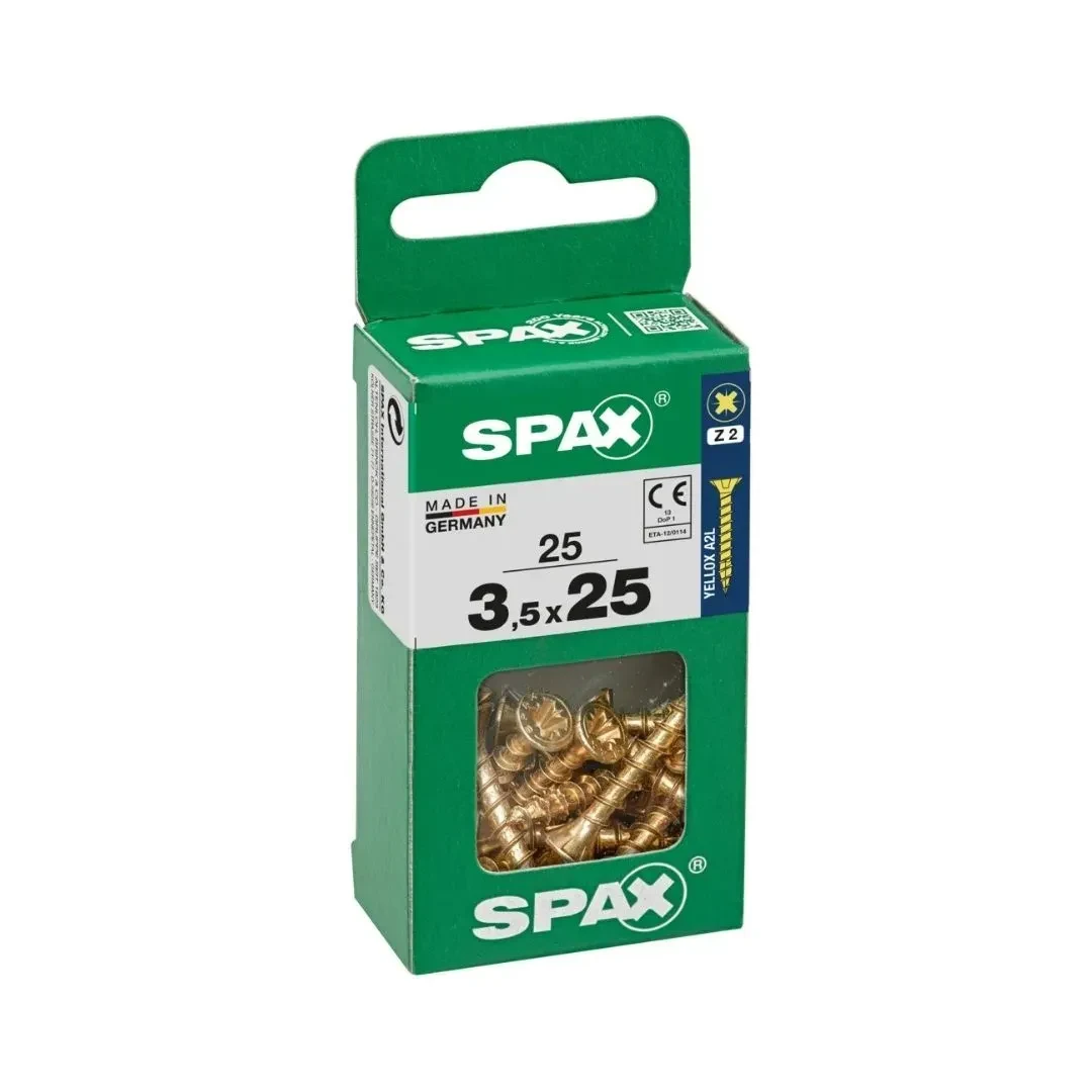 TORNILLO CABEZA PLANA BICRO 3.5X25 S - 25 UNIDADES SPAX