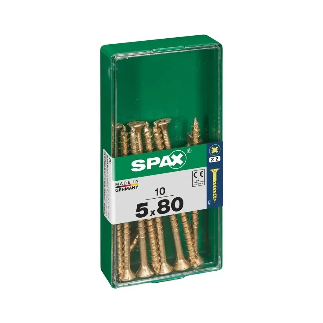 TORNILLO CABEZA PLANA BICRO 5X80 M - 10 UNIDADES SPAX1