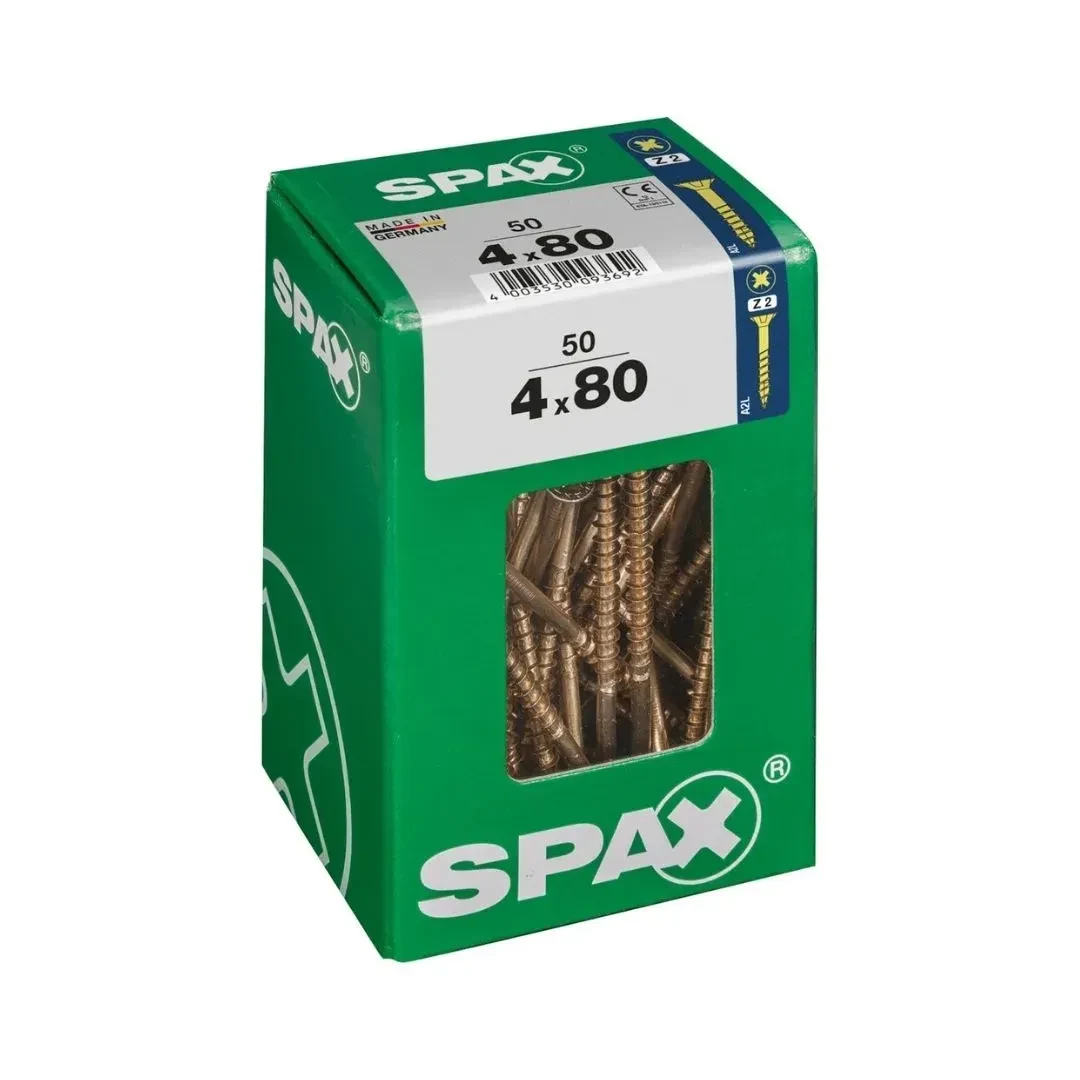 TORNILLO CABEZA PLANA BICRO 4X80 L - 50 UNIDADES SPAX1