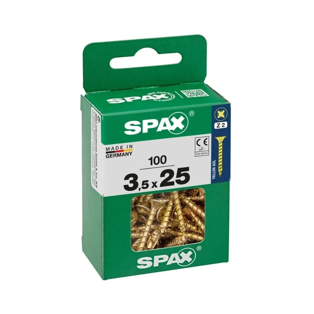 TORNILLO CABEZA PLANA BICRO 3.5X25 M - 100 UNIDADES SPAX1