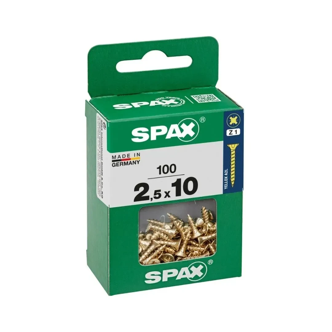 TORNILLO CABEZA PLANA BICRO 2.5X10 M - 100 UNIDADES SPAX