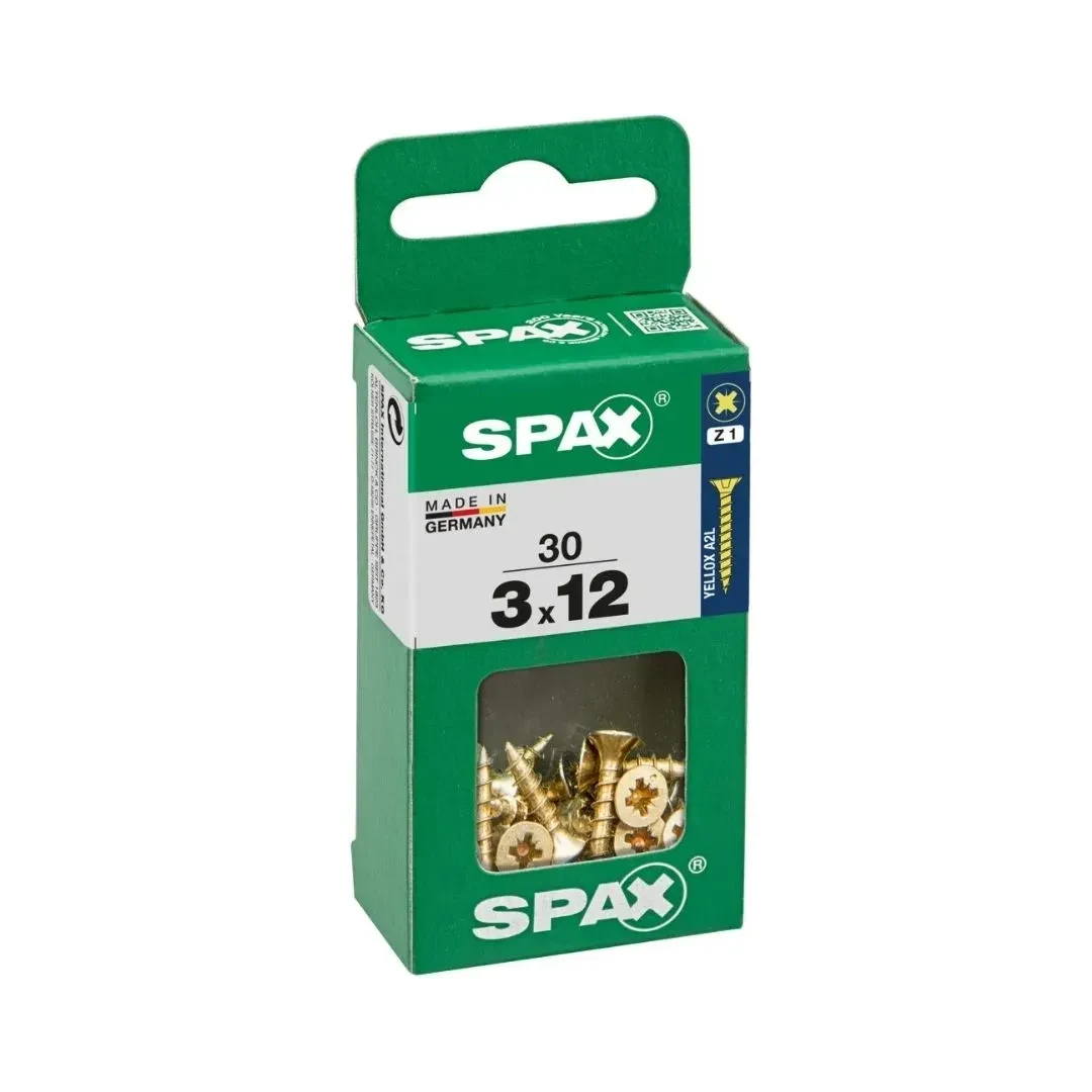TORNILLO CABEZA PLANA BICRO 3X12 S - 30 UNIDADES SPAX