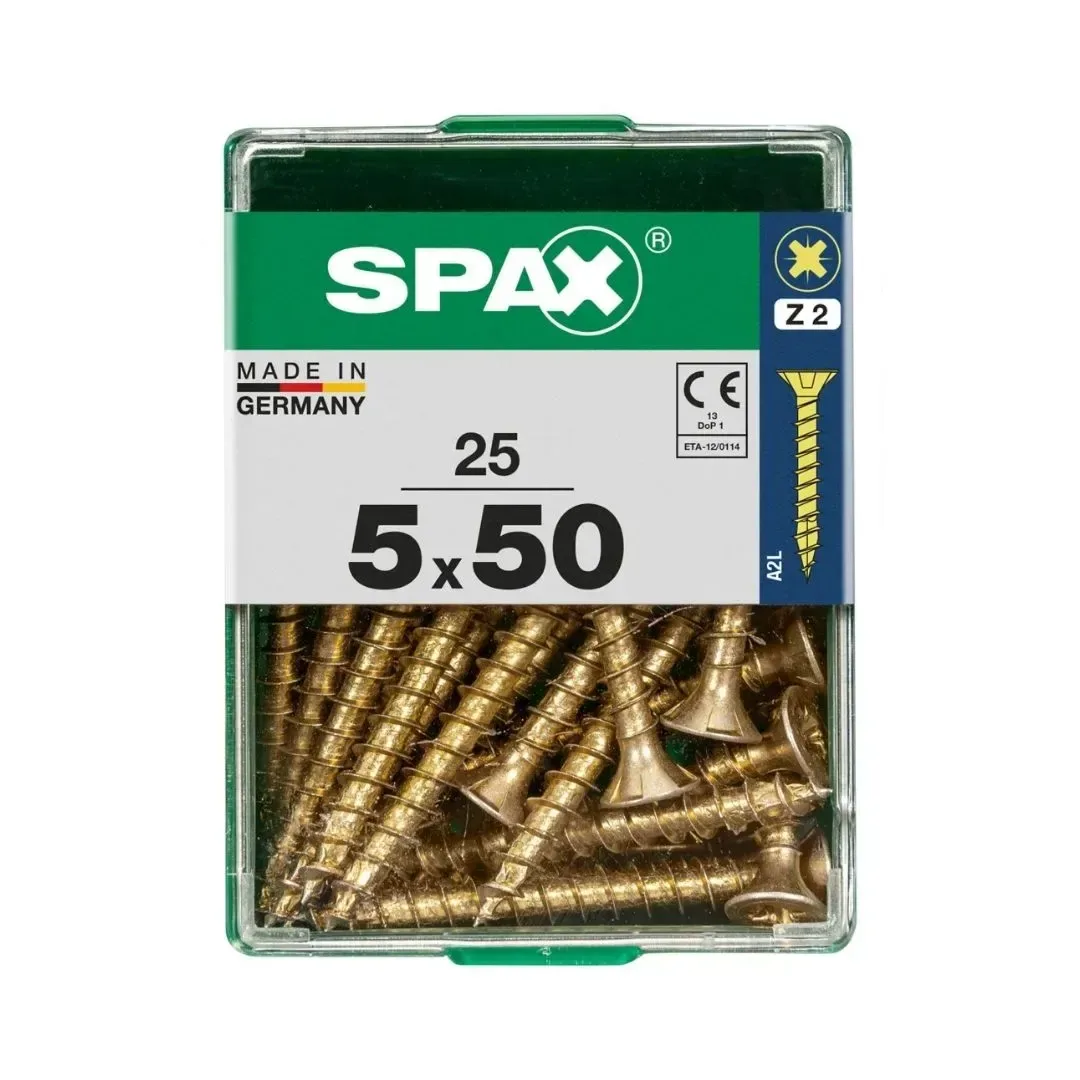 TORNILLO CABEZA PLANA BICRO 5X50 M - 25 UNIDADES SPAX1