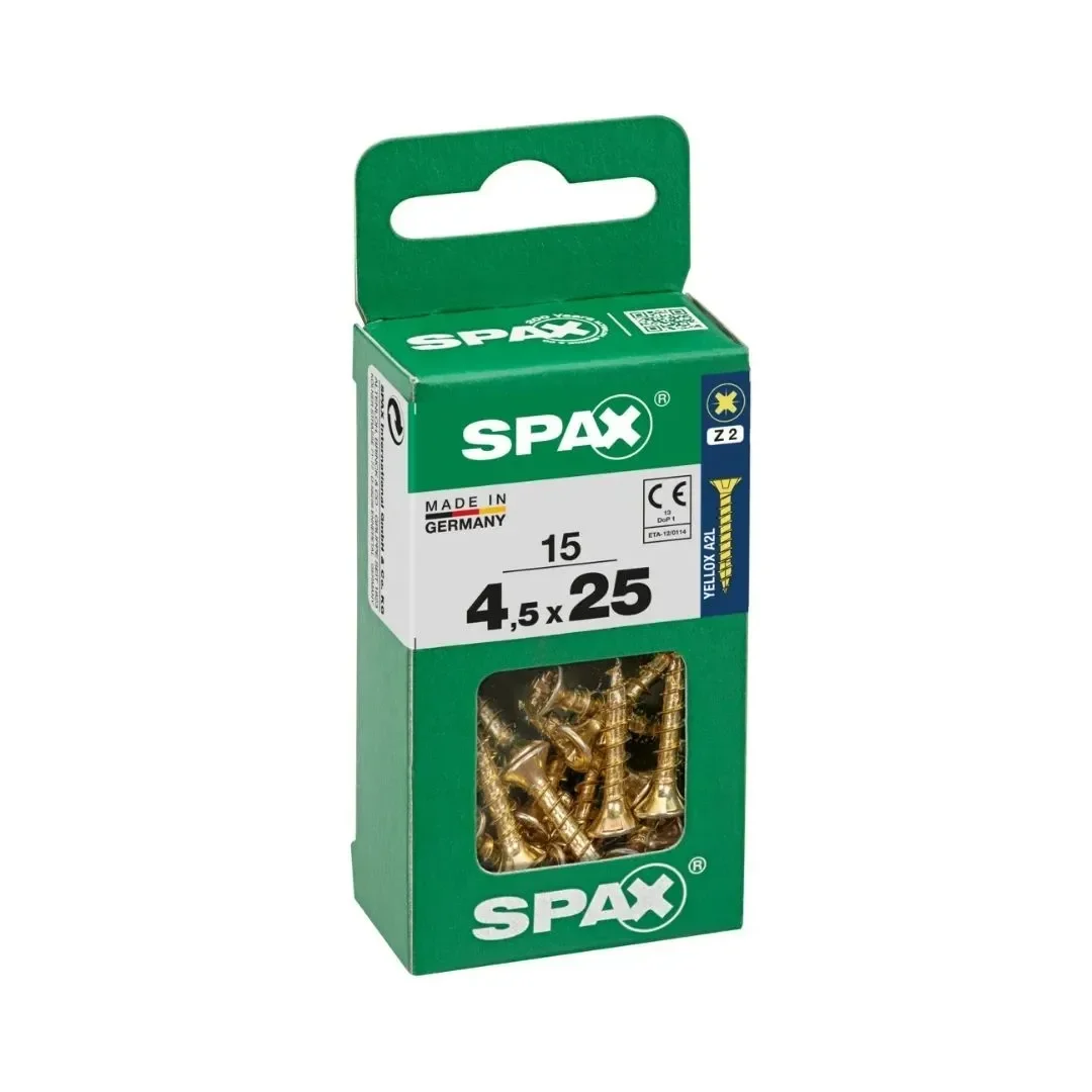TORNILLO CABEZA PLANA BICRO 4.5X25 S - 15 UNIDADES SPAX