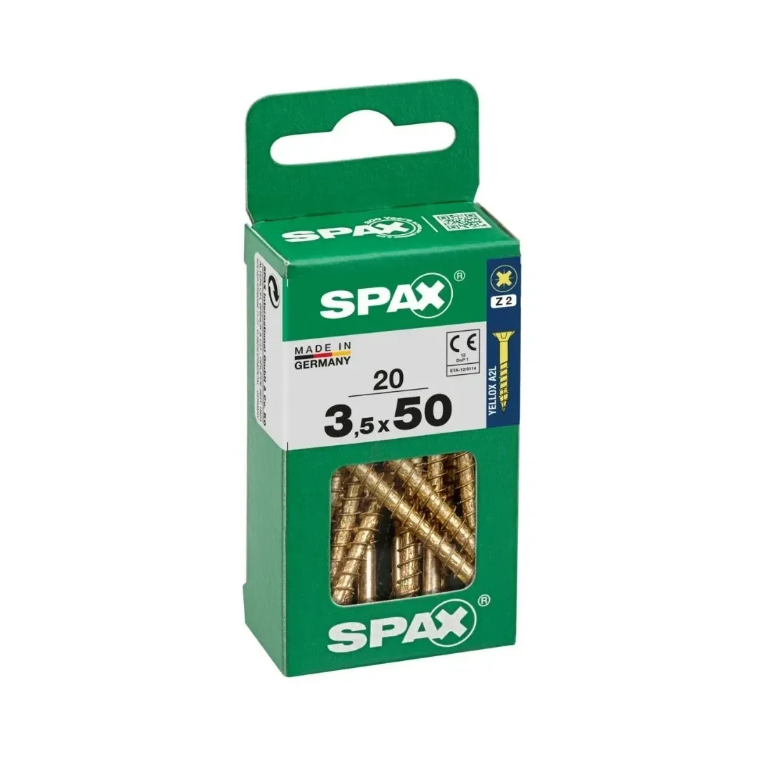 TORNILLO CABEZA PLANA BICRO 3.5X50 S - 20 UNIDADES SPAX1