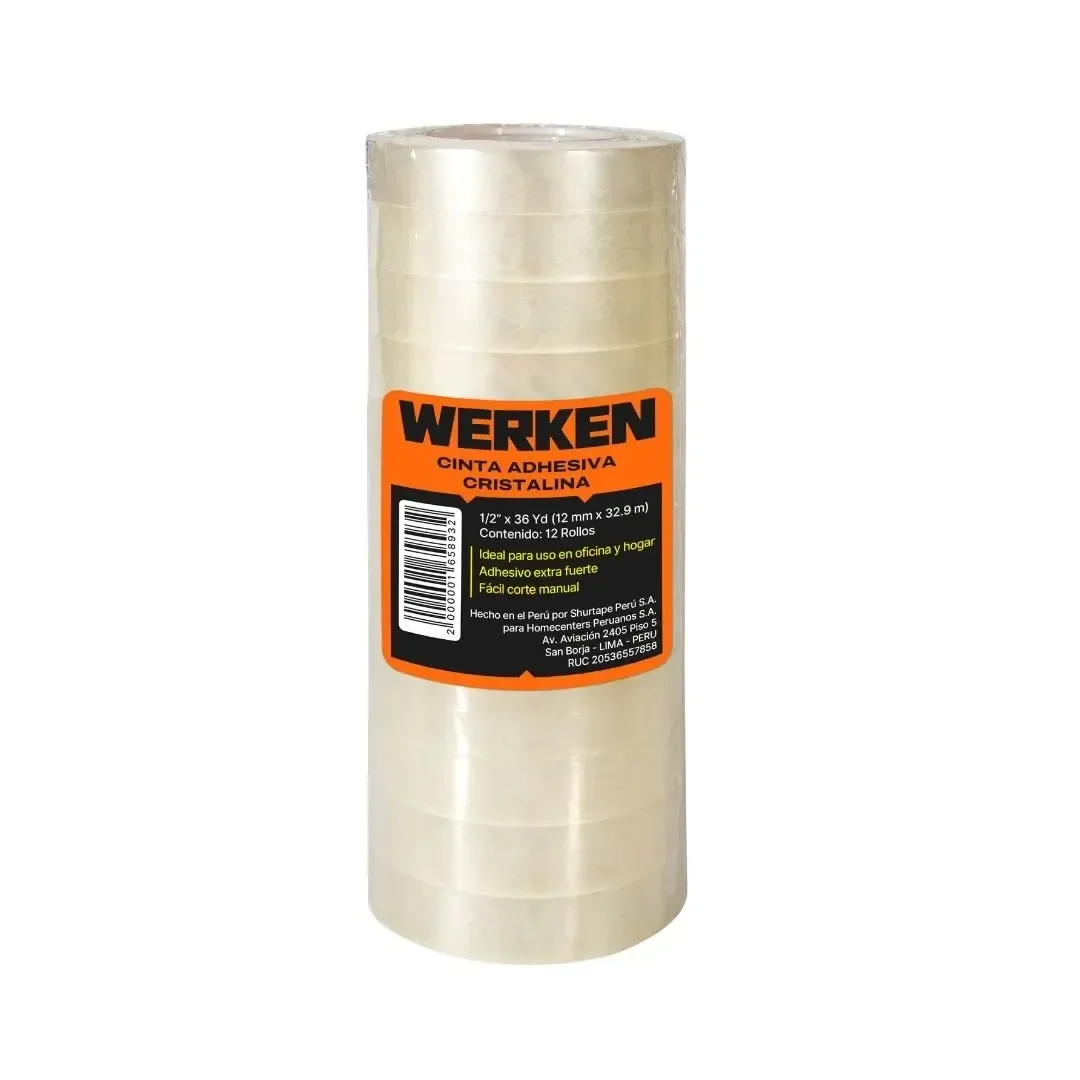 CINTA DE ESCRITORIO 1/2 X 36YDS PACK X 12 WERKEN1