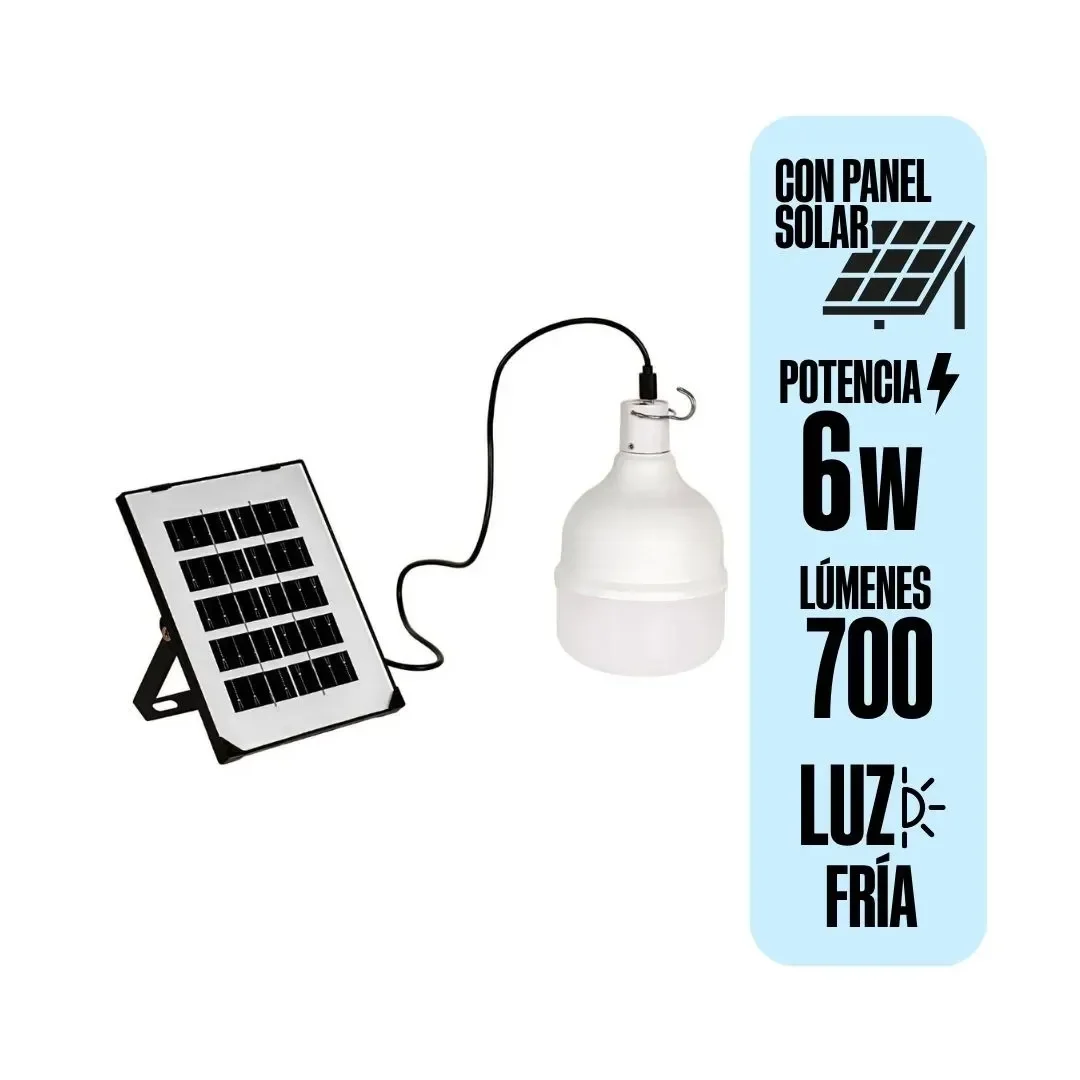 FOCO HIGH POWER RECARGABLE CON PANEL SOLAR ORANGE