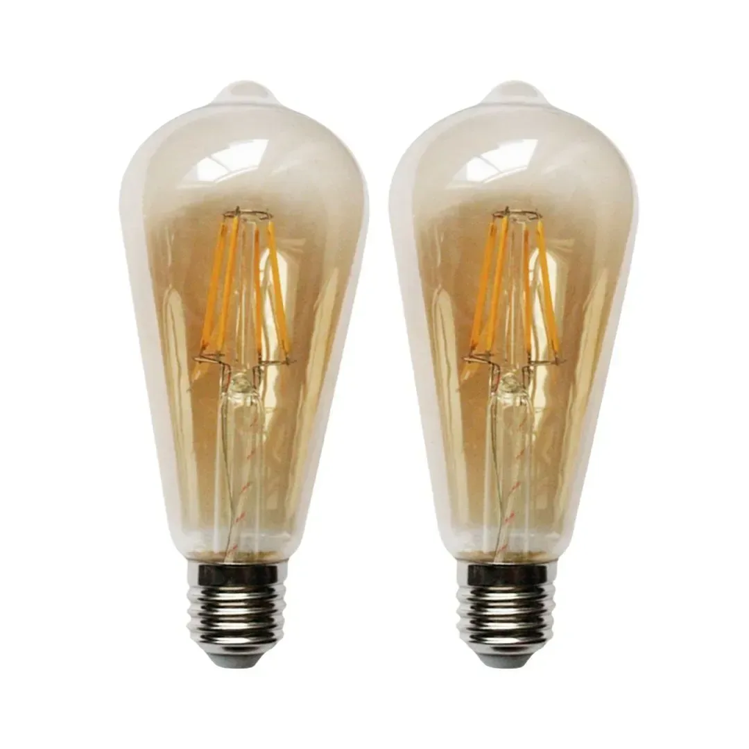 PACK X 2 FOCO LED PERA 8W LUZ CALIDA AMBAR ORANGE