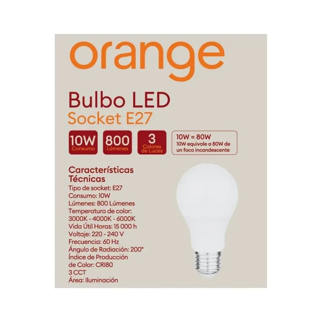 FOCO BULBO LED E27 10W 3CCT ORANGE3