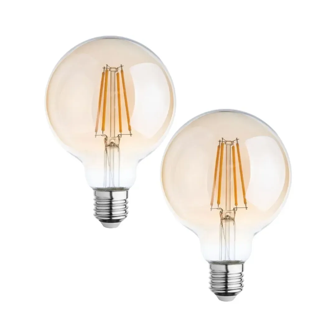 PACK X 2 FOCO LED G95 7W LUZ CALIDA AMBAR ORANGE