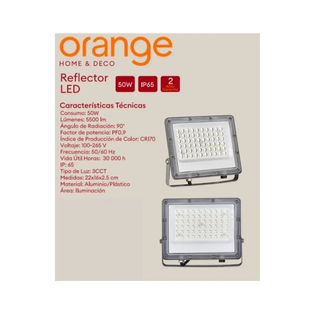 REFLECTOR LED 50W 3CCT IP65 ORANGE6
