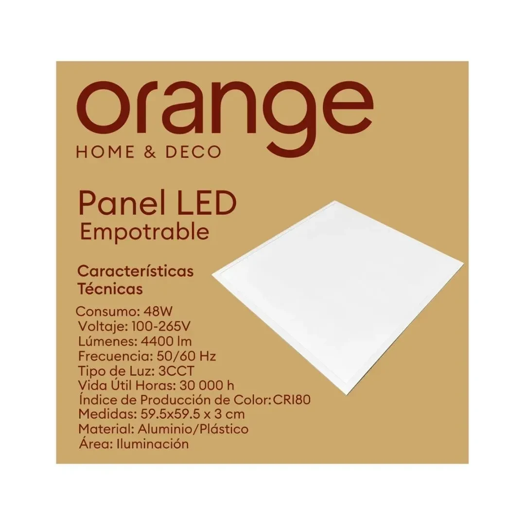 PANEL LED EMPOTRABLE 48W 60X60 3CCT ORANGE5