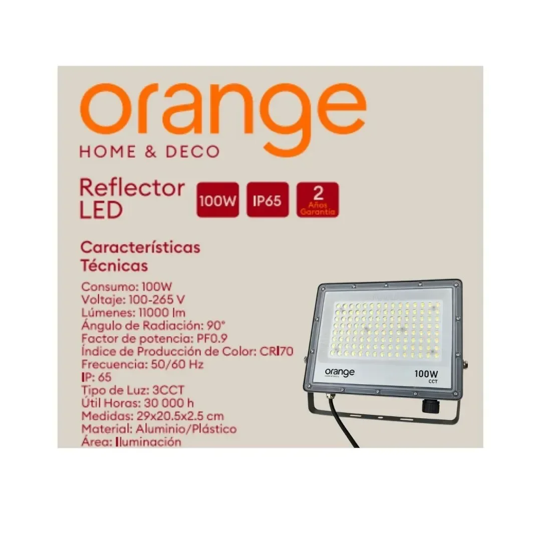 REFLECTOR LED 100W 3CCT IP65 ORANGE6