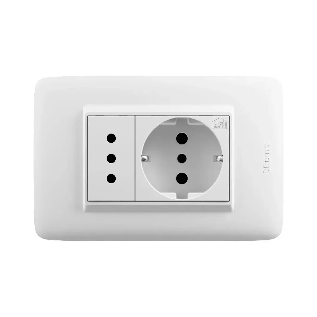 TOMA SCHUKO + 3 LINEA BLANCO DPLUS BTICINO