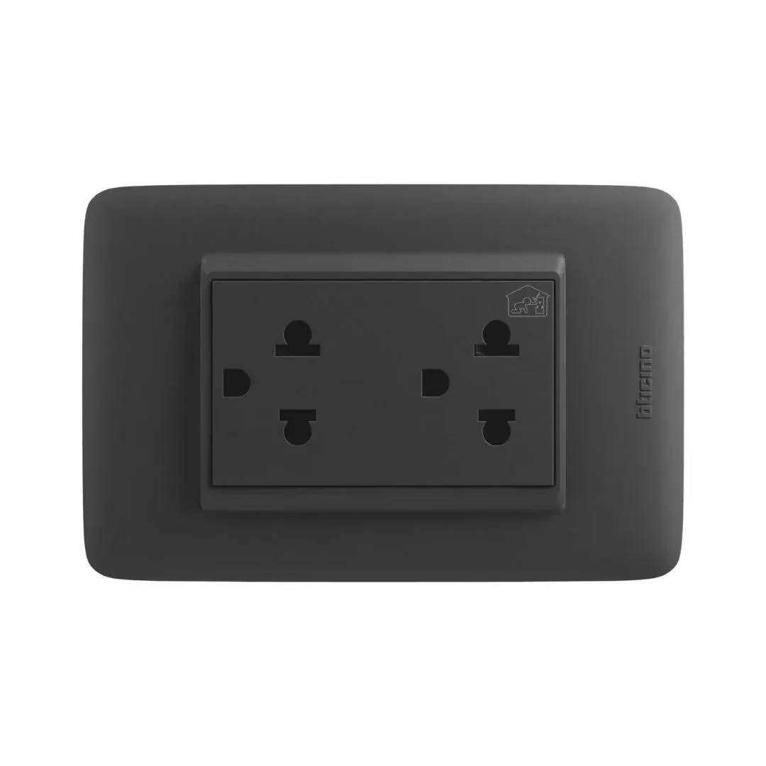 TOMACORRIENTE DOBLE UNIVERSAL LT NEGRO DPLUS BTICINO