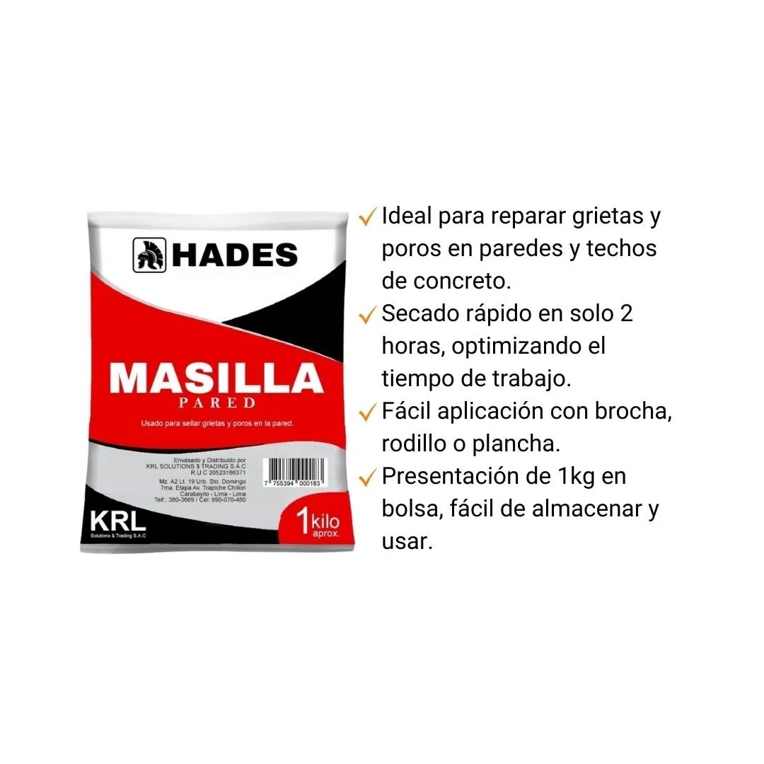 MASILLA PARA PARED RESINA ACRILICA 1KG HADES2