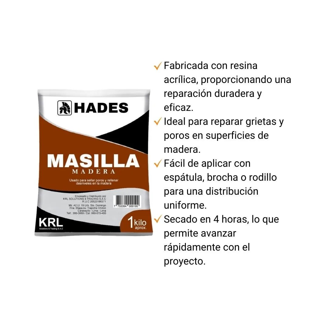 MASILLA PARA MADERA 1KG DE RESINA ACRILICA HADES2