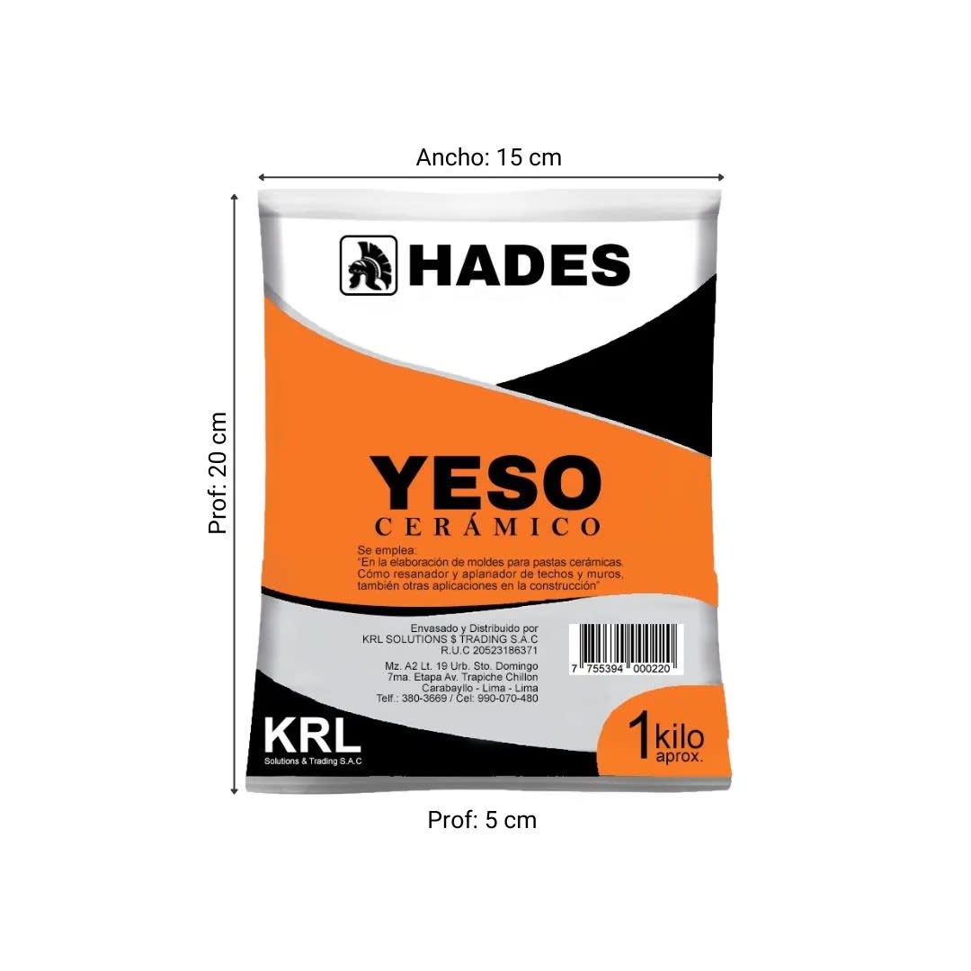YESO CERAMICO 1KG PARA CONSTRUCCION Y ARTESANIA HADES1