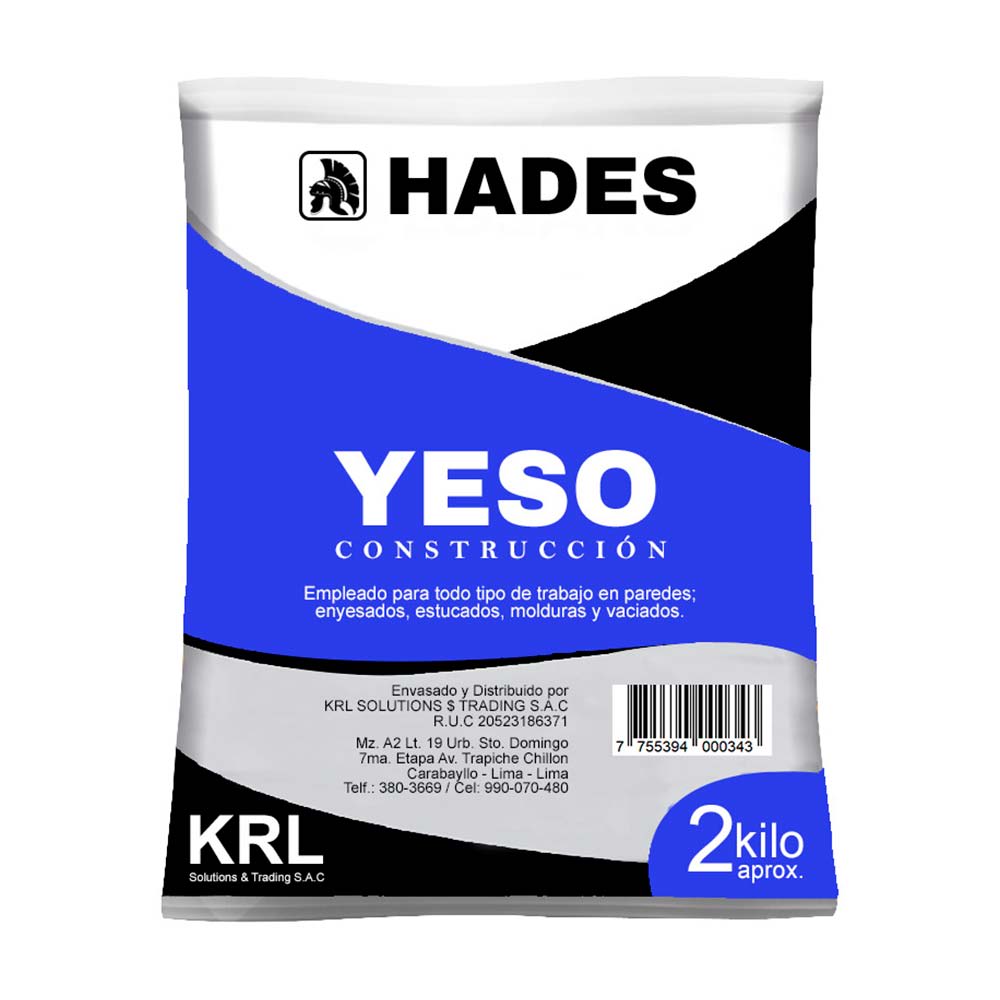 YESO PARA CONSTRUCCION BOLSA X 2 KG HADES