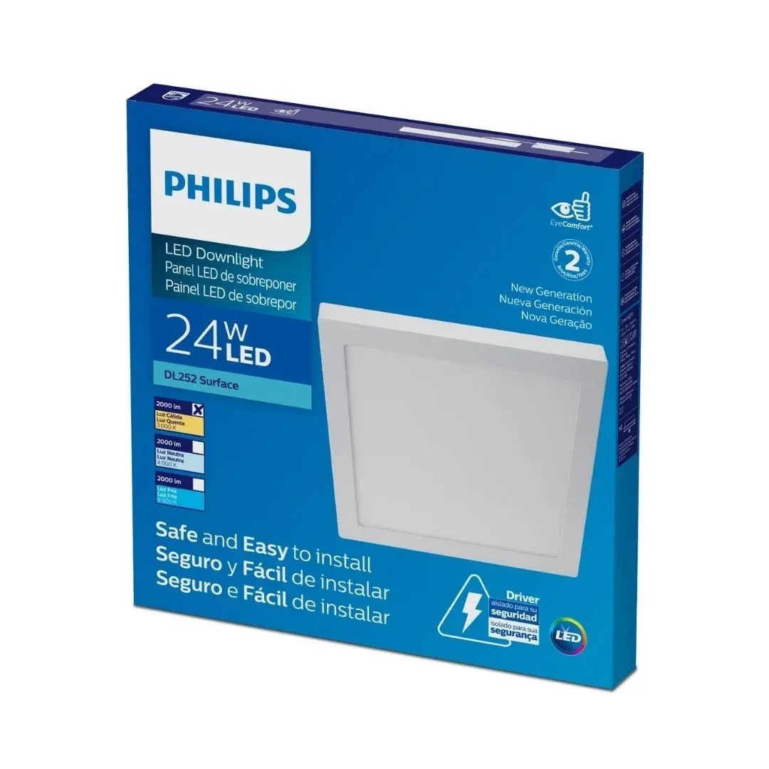 DOWNLIGHT LED ADOSABLE CUADRADO 24W LUZ CALIDA PHILIPS2