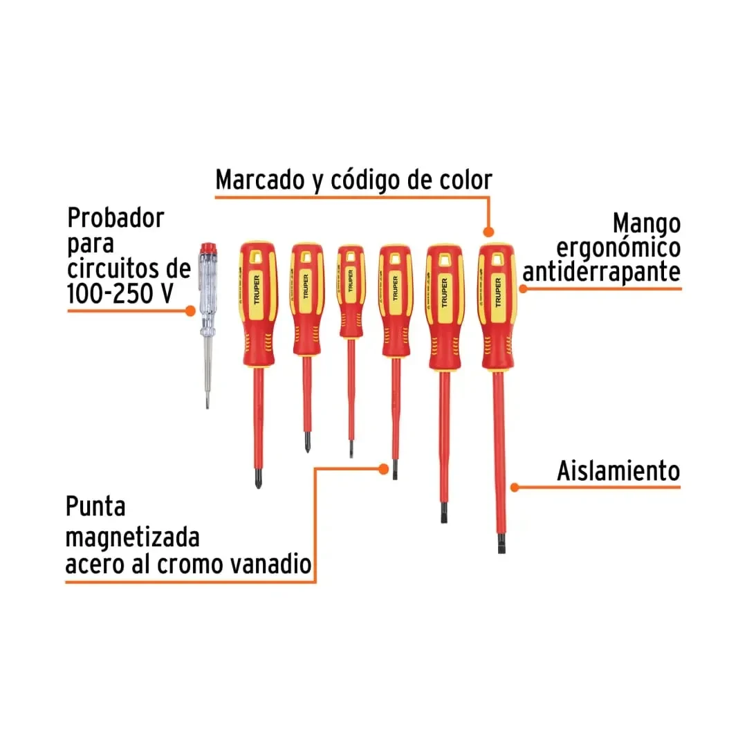 JUEGO 7 DESARMADORES DIELECTRICOS TRUPER3