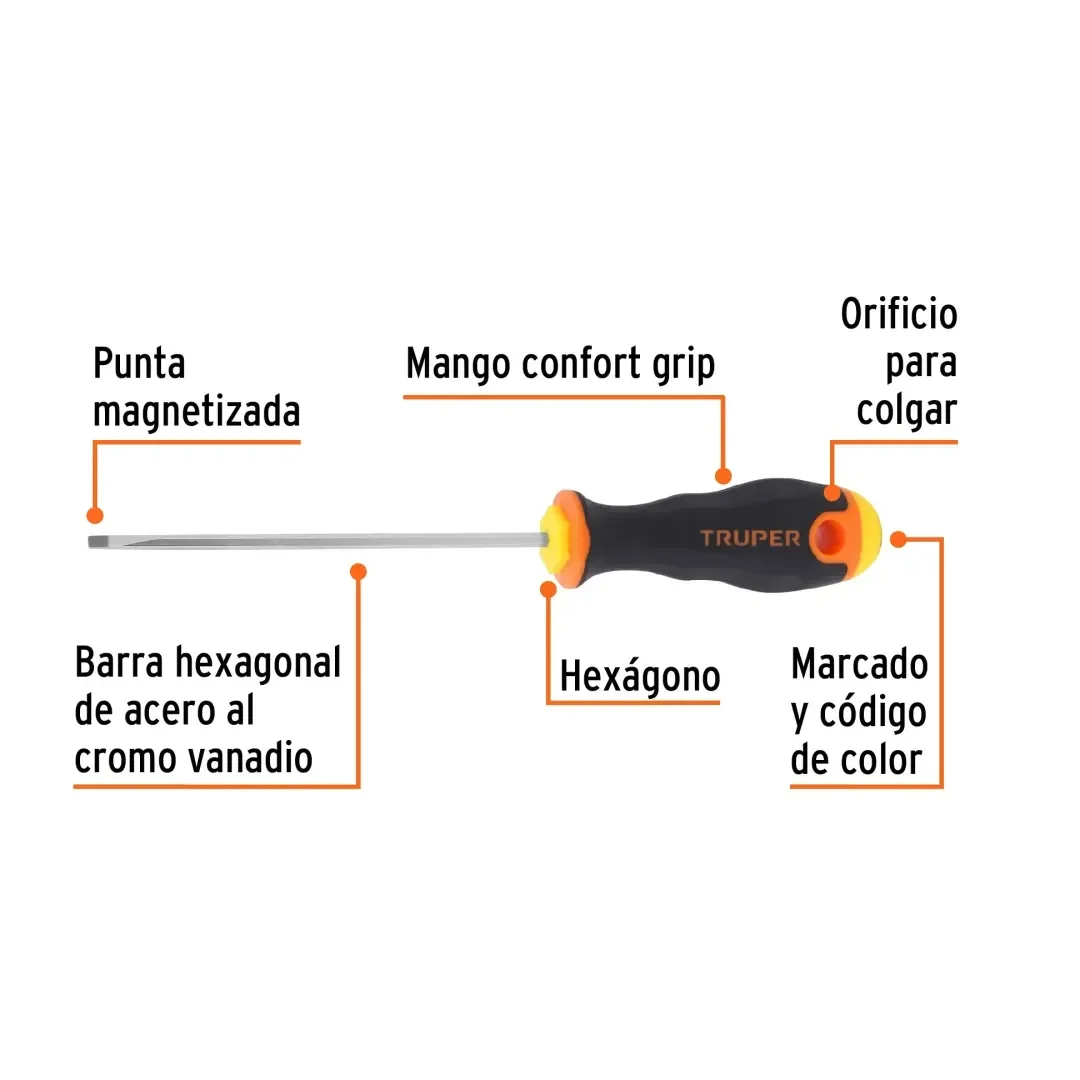 DESARMADOR CABINET 1/8'' X 4'' COMFORT GRIP TRUPER3