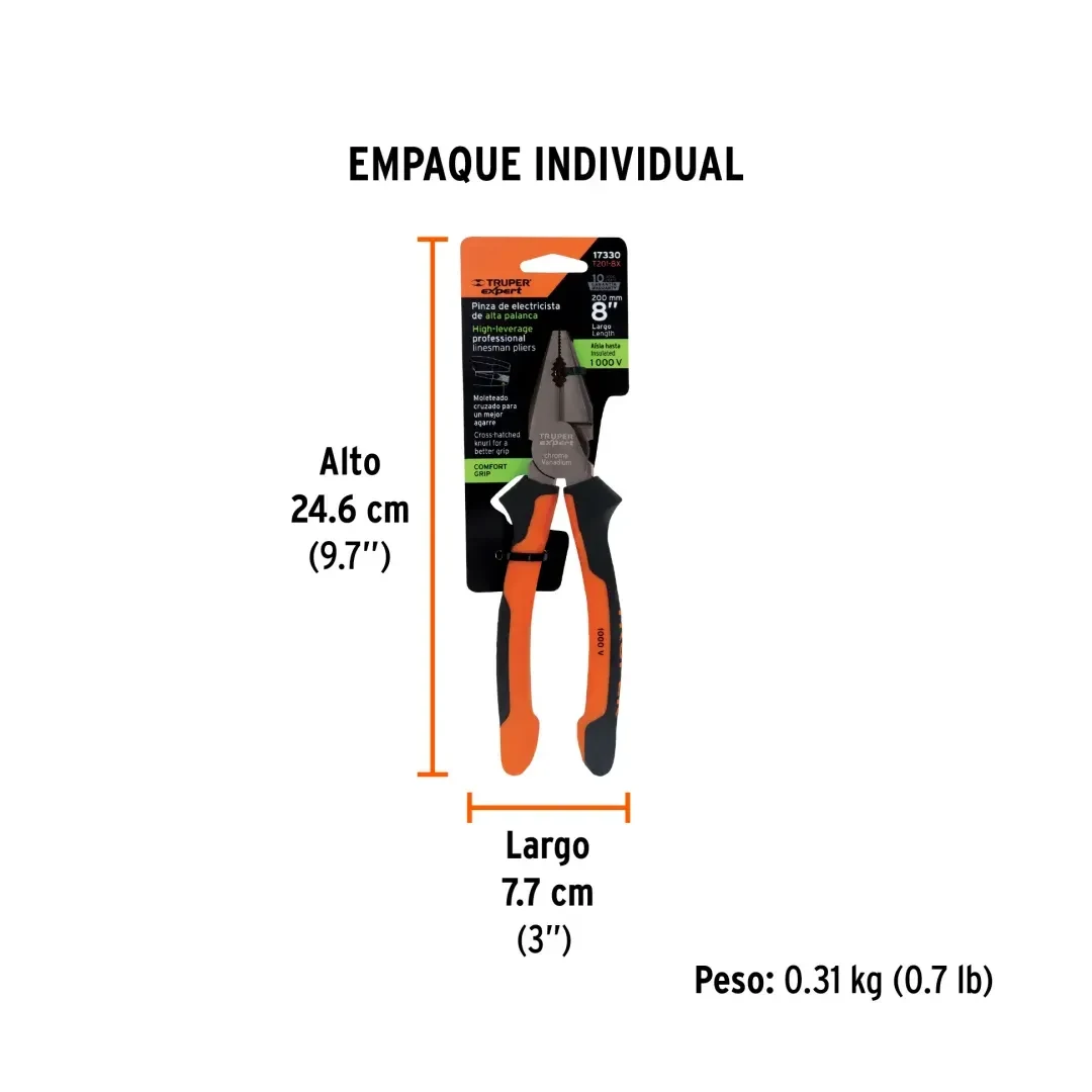 ALICATE ELECTRICISTA 8'' COMFORT GRIP EXPERT TRUPER2