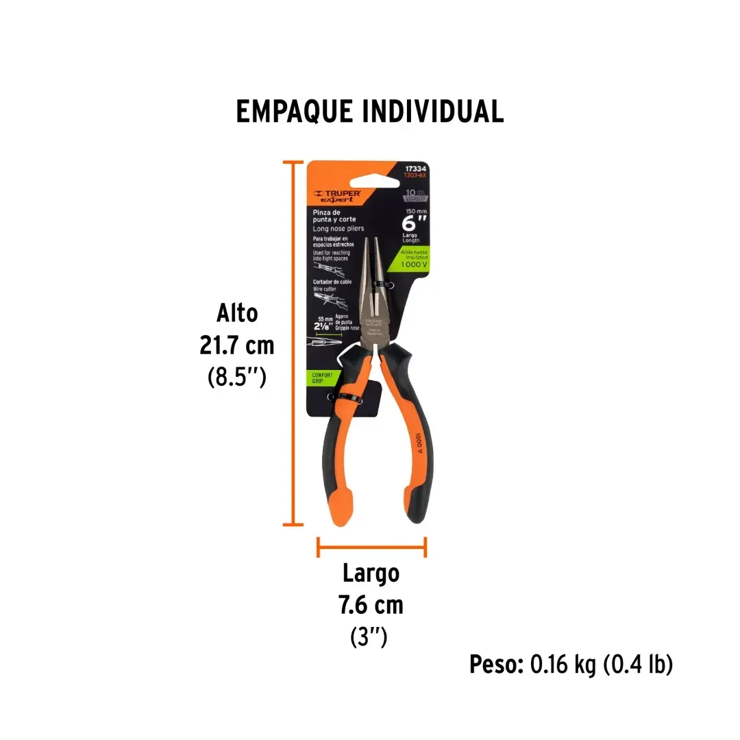 ALICATE PUNTA LARGA 6'' COMFORT GRIP EXPERT TRUPER2
