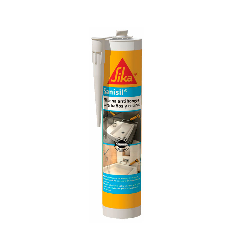 SILICONA PARA BAÑOS Y COCINAS SANISIL TRANSPARENTE 280ML SIKA1