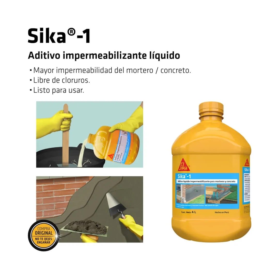 IMPERMEABILIZANTE DE CONCRETO -1 LIQUIDO 4L SIKA4
