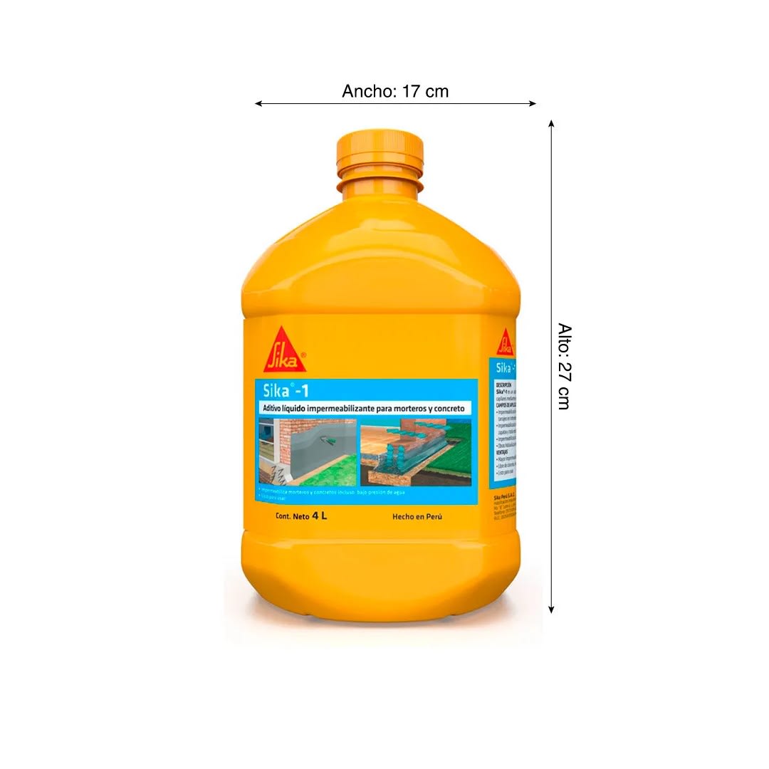 IMPERMEABILIZANTE DE CONCRETO SIKA-1 LIQUIDO 4L SIKA5