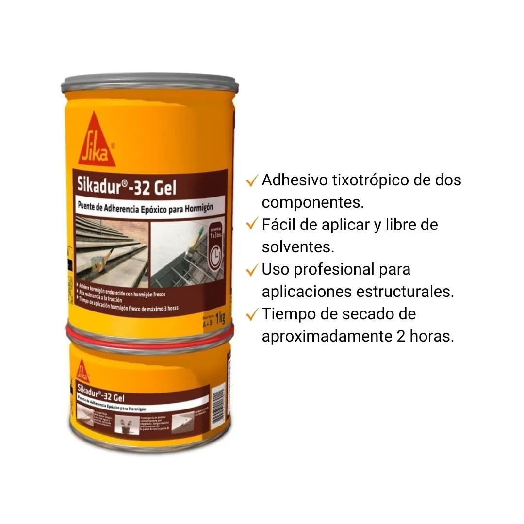 PUENTE DE ADHERENCIA EPOXICO PARA ANCLAJES Y REPARACION SIKADUR 32 GEL 1KG SIKA5