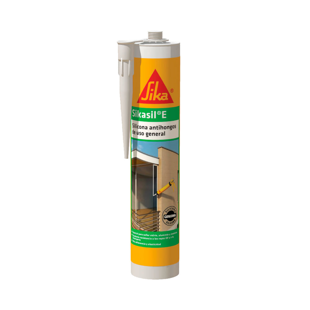 SILICONA ANTIHONGOS PARA PUERTAS Y VENTANAS SIKASIL E TRANSPARENTE 280ML SIKA1